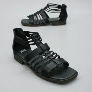 Frye and Co Ladies 10 Teaghan Black Gladiator Ankle Sandals Back/rear-zip Shoes